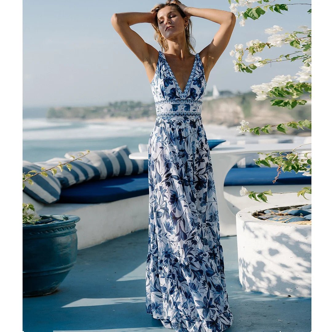 Vair V - Neck One - Piece Swimsuit with Matching Skirt Set - Vair Swimwear